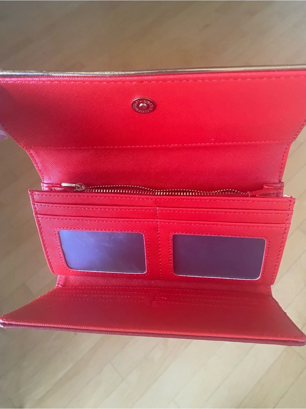 Michael Kors Red Pink Bi-Fold Wallet with Gold Logo